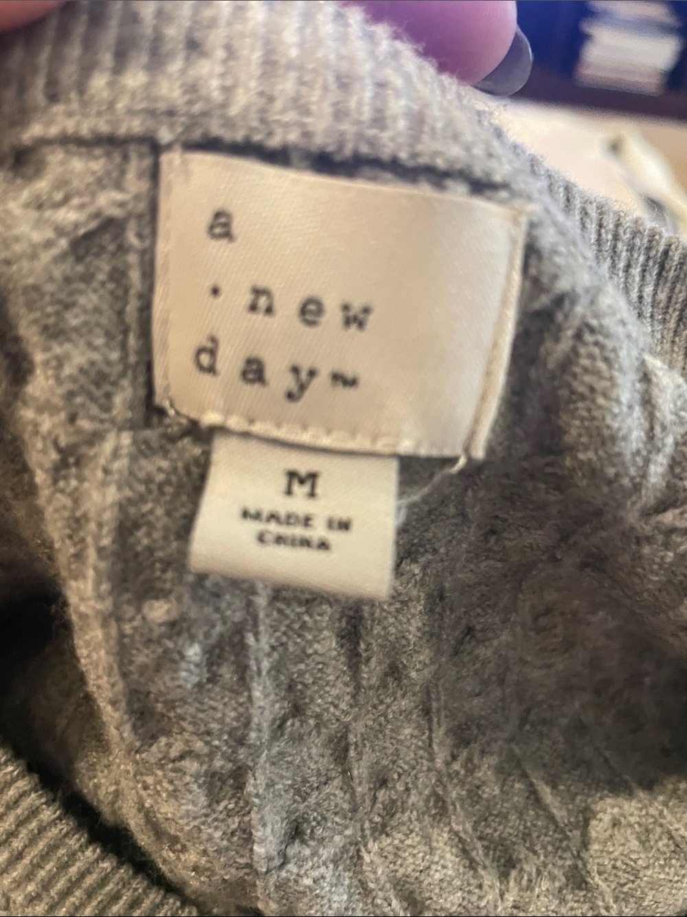 a new day Light Gray Cable-Knit Crewneck Sweater - Picture 4 of 5